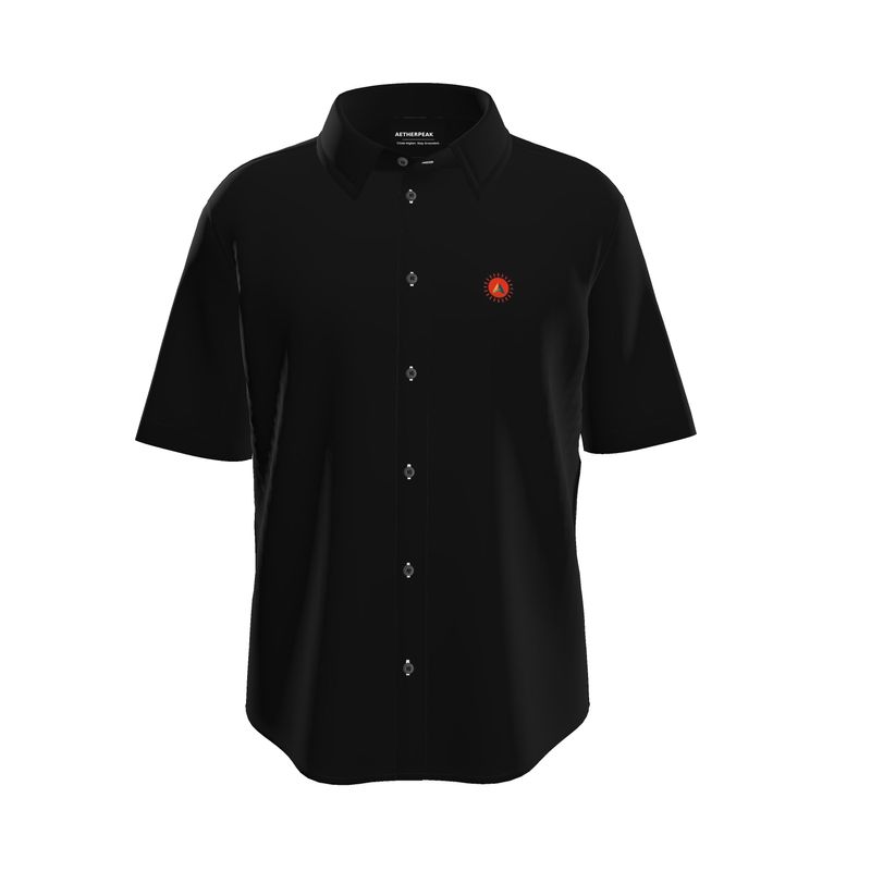 Aether Peak | Sunburst Organic Cotton Short Sleeve Shirt | Black