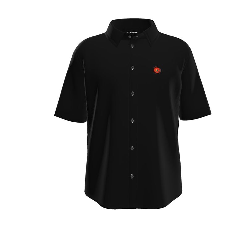 Aether Peak | Sunburst Organic Cotton Short Sleeve Shirt | Black