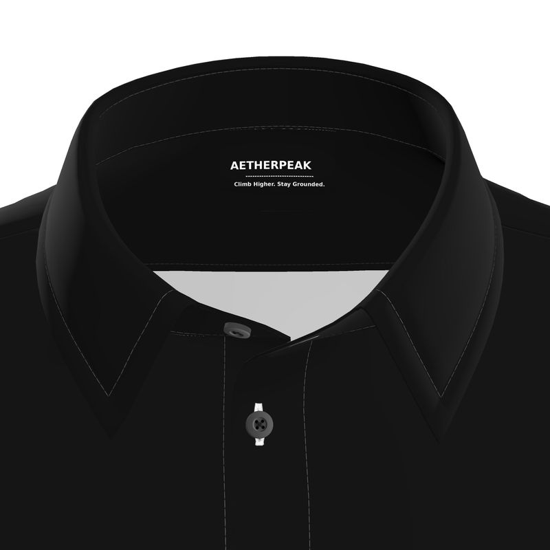 Aether Peak | Sunburst Organic Cotton Short Sleeve Shirt | Black