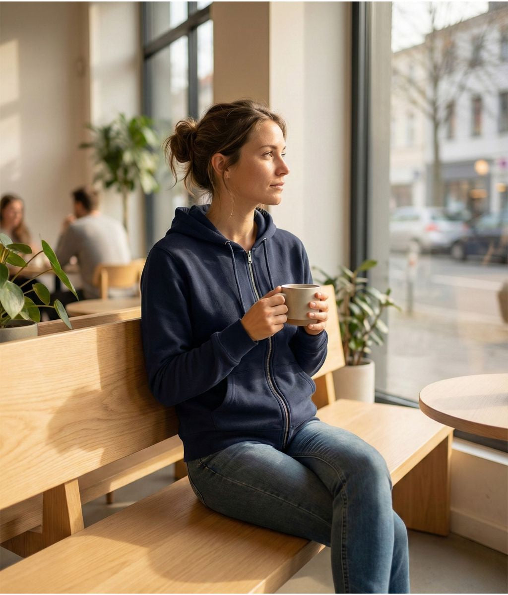 Aether Peak | The Zenith Organic Zipped Hoodie (French Navy)