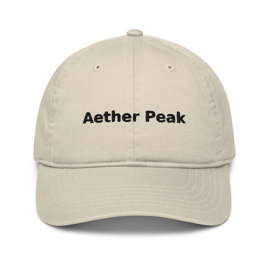 Desert Dust cap with 'Aether Peak' text on a white background