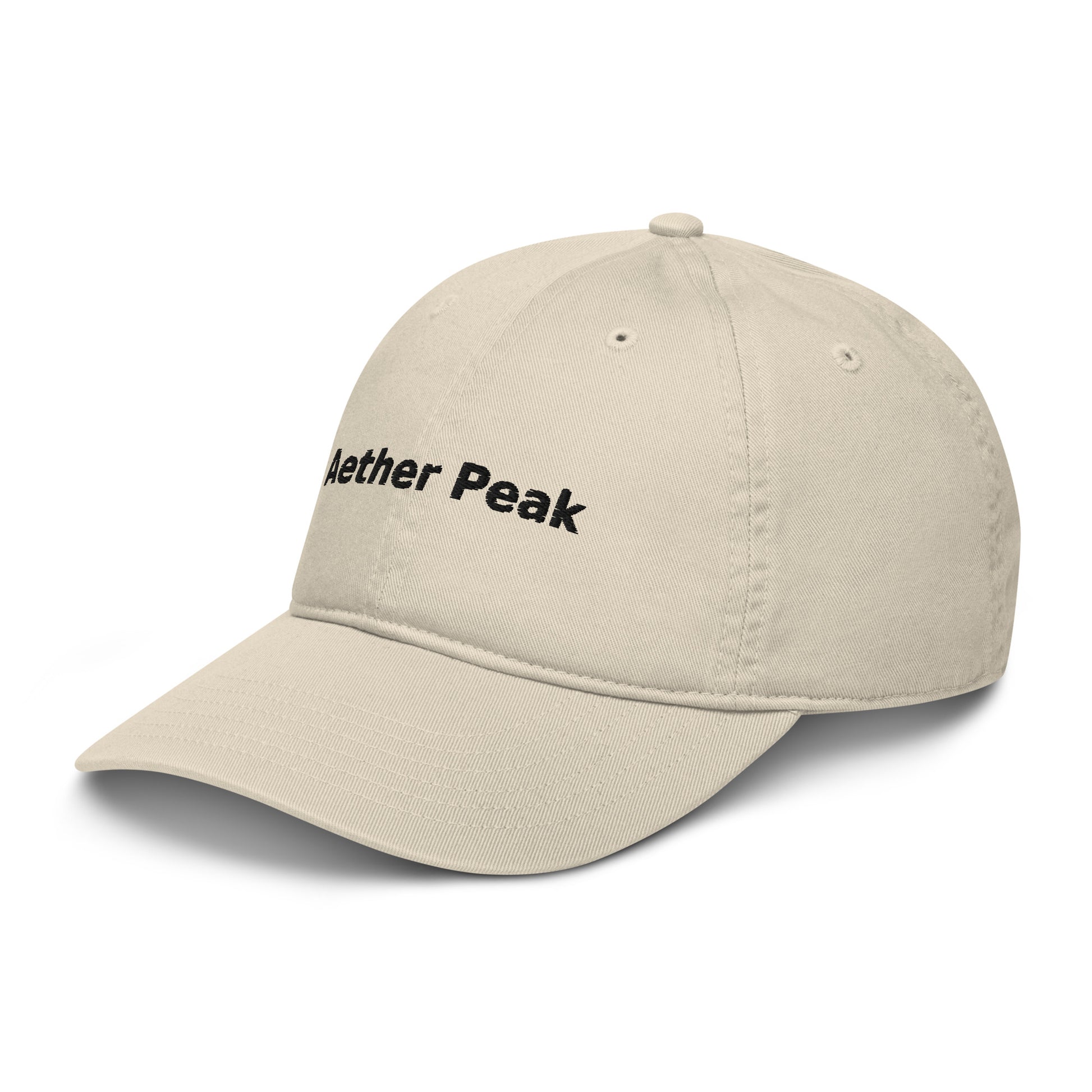 Desert Dust cap with 'Aether Peak' text on a white background