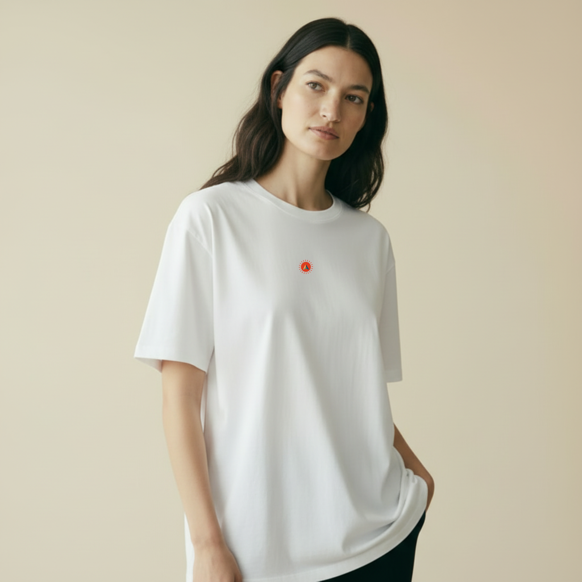 Aether Peak | Sunburst Organic Cotton Oversized T-Shirt | White